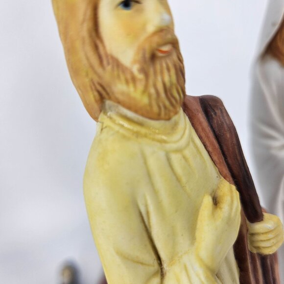 Nativity Scene Tall Skinny Porcelain Figures 5 Pcs Mary Joseph Baby Wise Man 10" - Picture 10 of 13